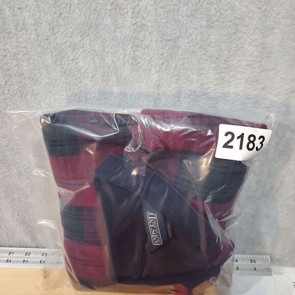 Land End Shirt Mens XL Red Rugby Plaid Polo Golf Performance Slit Vintage - Picture 8 of 8